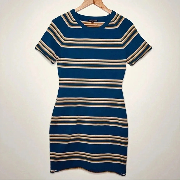 W118 by Walter Baker Teal Stripe Knit Bodycon Dress Size Medium - Picture 1 of 6